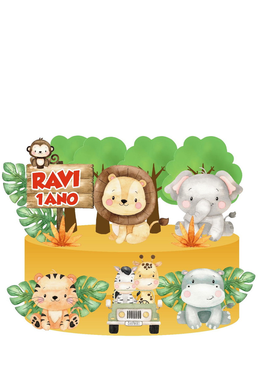 Arquivo de Corte Topo de Bolo Safari Cute