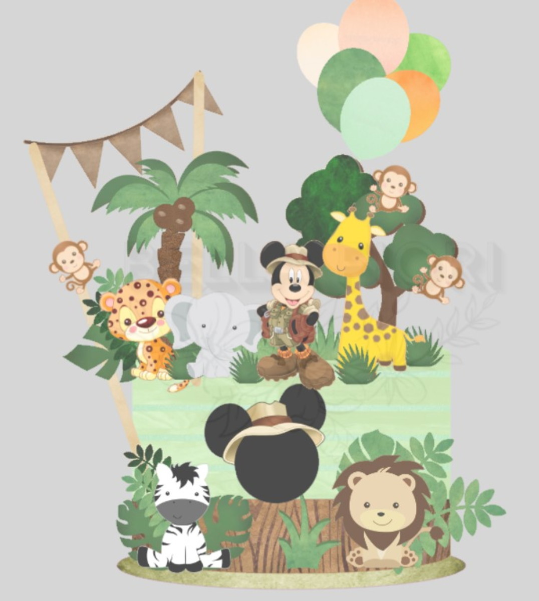 Arquivo de Corte Topo de Bolo Safari do Mickey 0307 - Bf