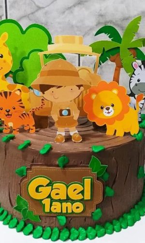Kit com 5 arquivos de corte: 08-SAFARI TOPO DE BOLO