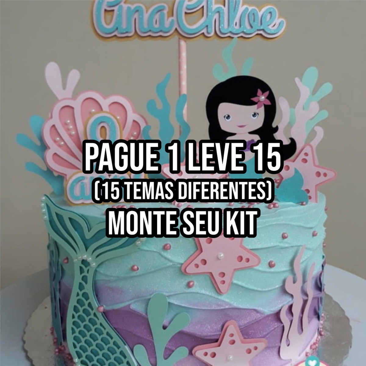 Arquivo de corte Topo de Bolo Sereia Camadas STUDIO+14 ARQUI - Imagem 2