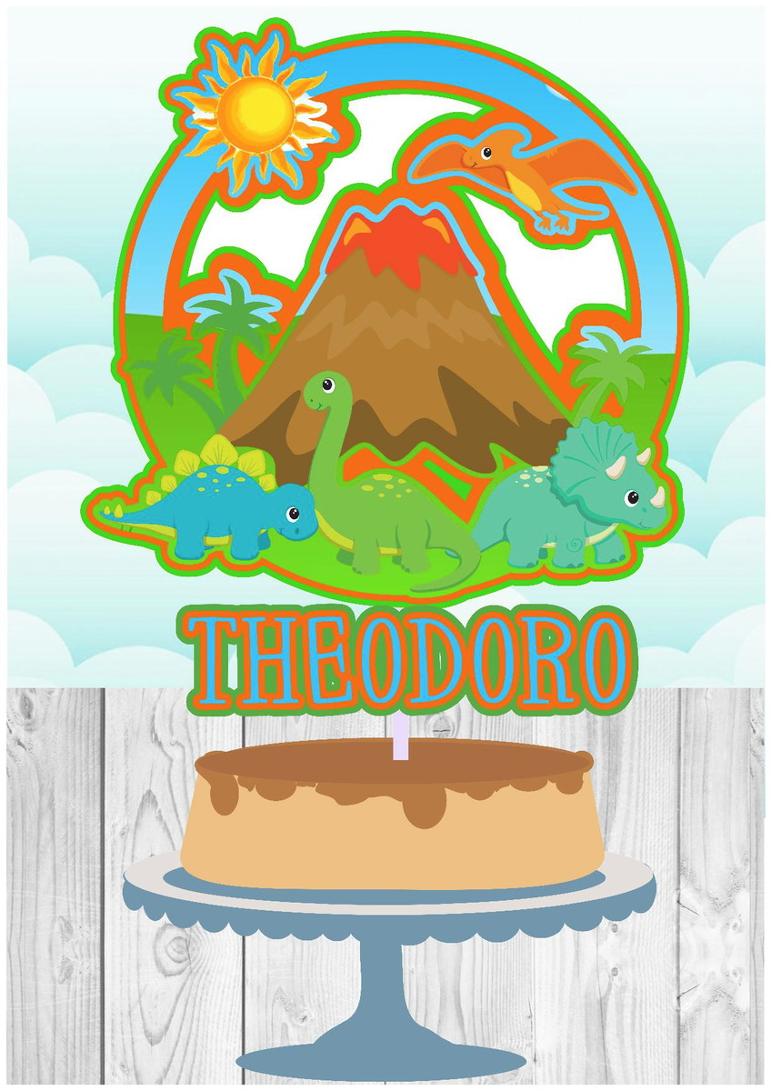 Arquivo de corte topo de bolo shaker Dinossauro 001