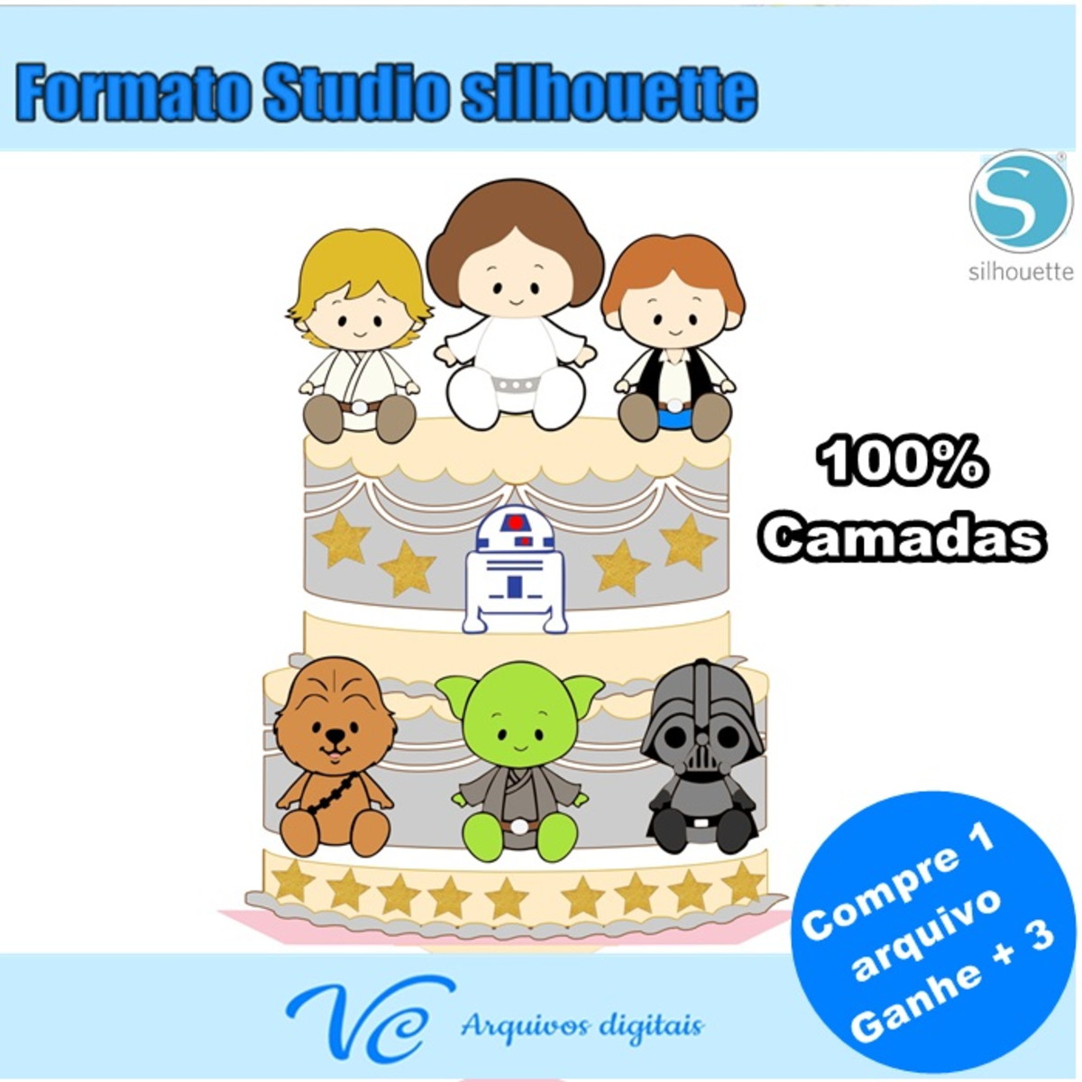 Arquivo De Corte Topo De Bolo Star Wars Baby Studio - 444