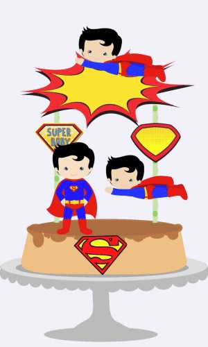 Arquivo de Corte Topo de Bolo Superman Cute Impresso