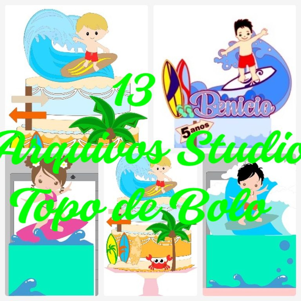 Arquivo de Corte Topo de Bolo - Surf