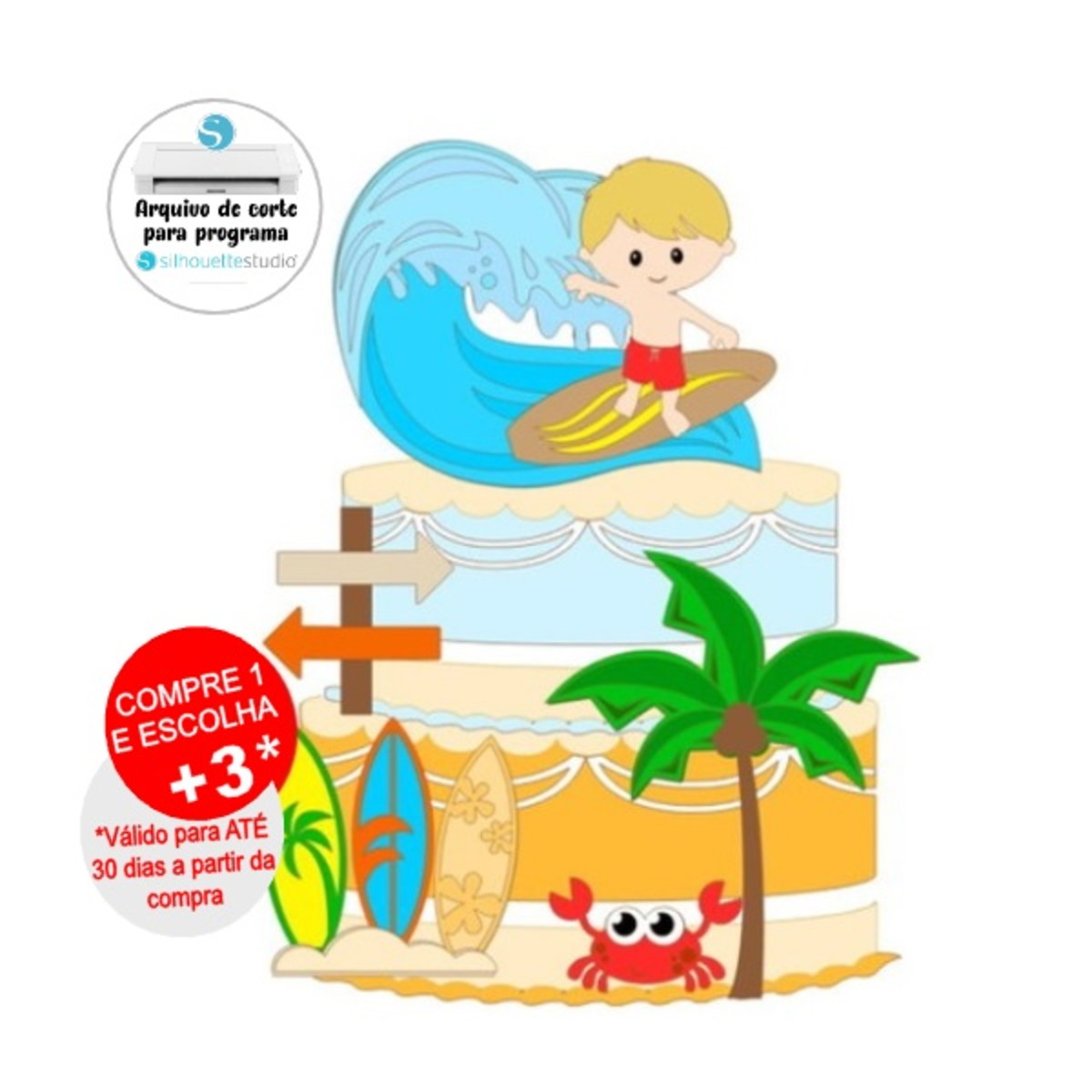 Arquivo de Corte Topo de Bolo Surf