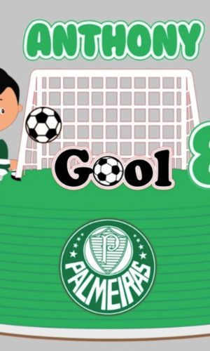 Arquivo de Corte Topo de Bolo Time Verdão Menino com Gol