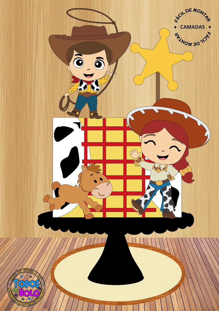 Arquivo de Corte Topo de Bolo Toy Story Menino e Menina