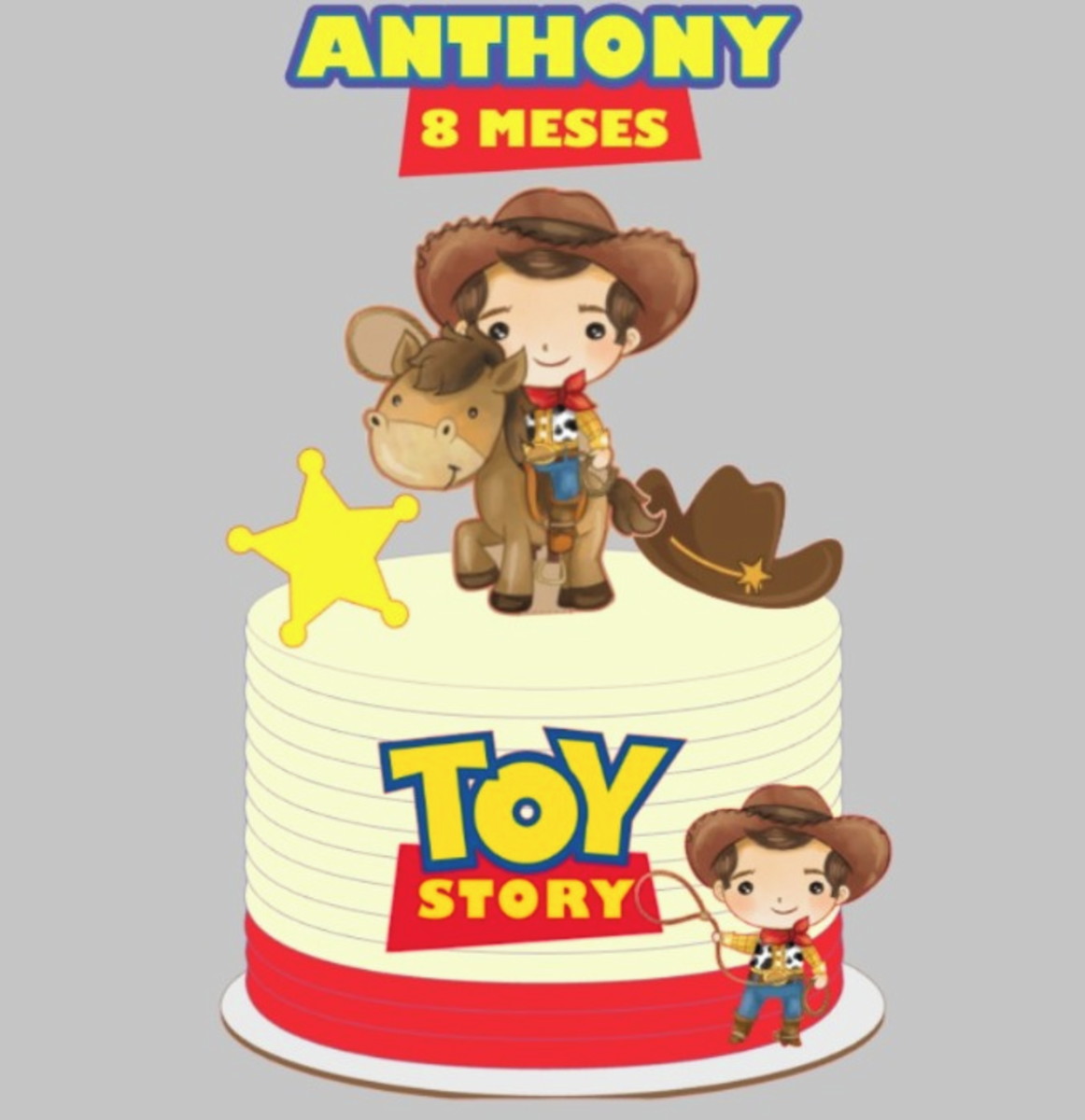 Arquivo de Corte Topo de Bolo Toy Story Woody Aquarela