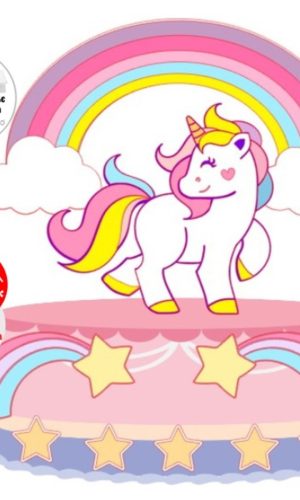 Arquivo de Corte Topo de Bolo Unicornio Arco iris Camada