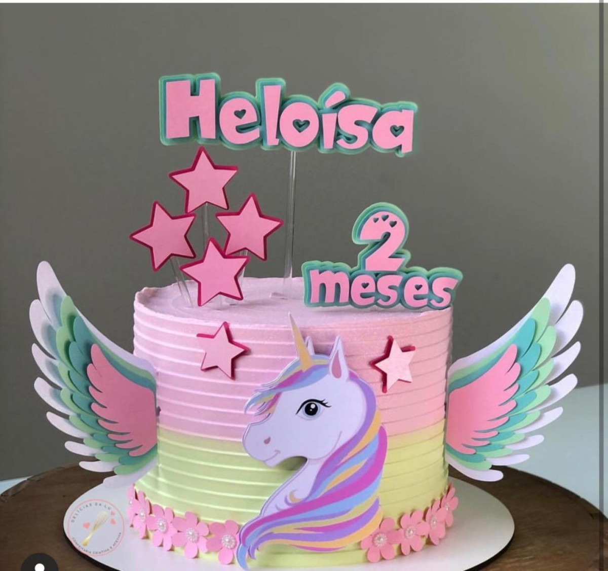 288 -arquivo de Corte Topo de Bolo Unicornio Asas em Camadas