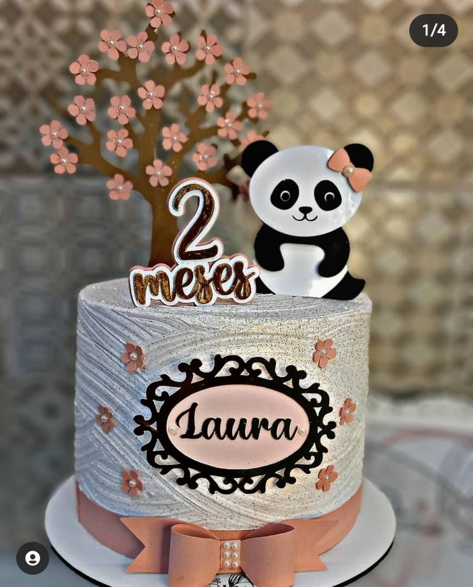 Arquivo De Corte Topo De Bolo Ursinha Panda Feliz - Imagem 2