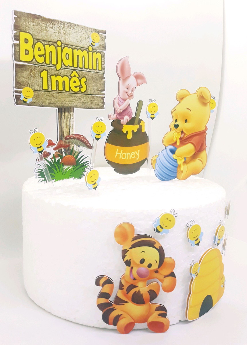 Arquivo de Corte Topo de Bolo Ursinho Pooh Studio e pdf - Imagem 2