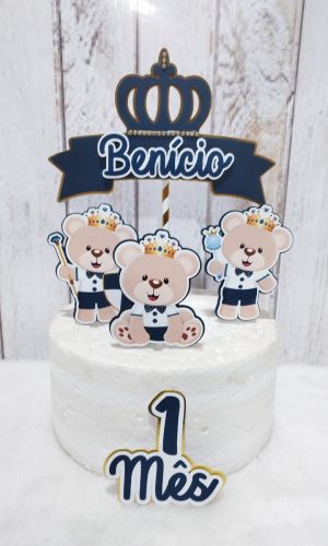 Arquivo de Corte Topo de Bolo Urso Realeza Menino 02