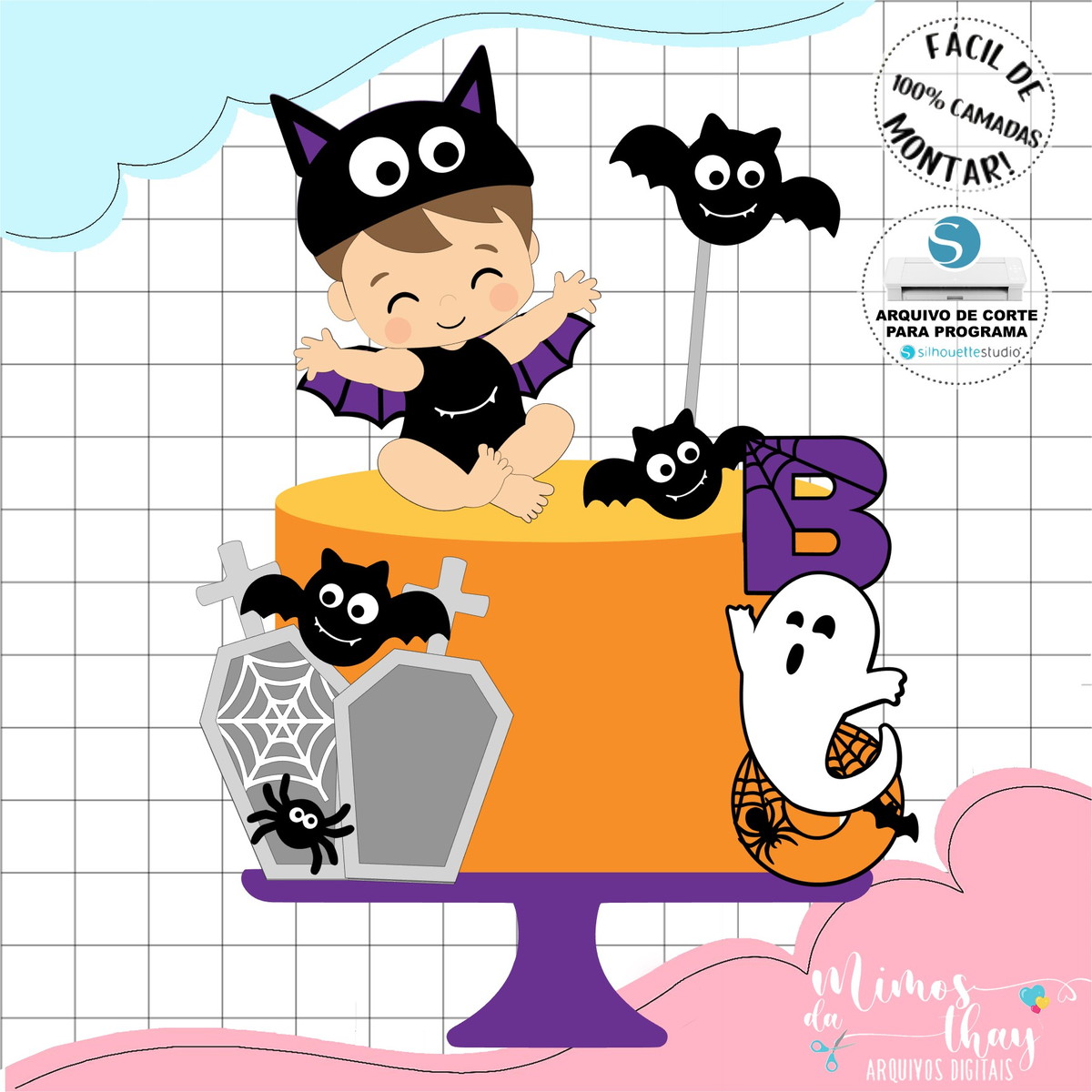 Arquivo de Corte Topo de Bolo Vampiro Baby Halloween 052
