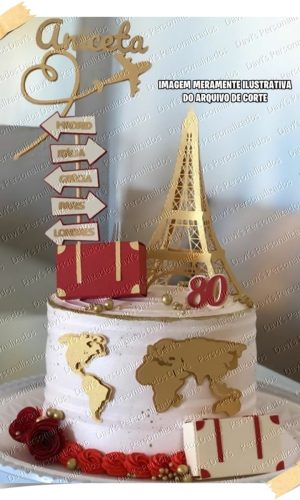 Arquivo de Corte Topo de Bolo Viagem Paris #2