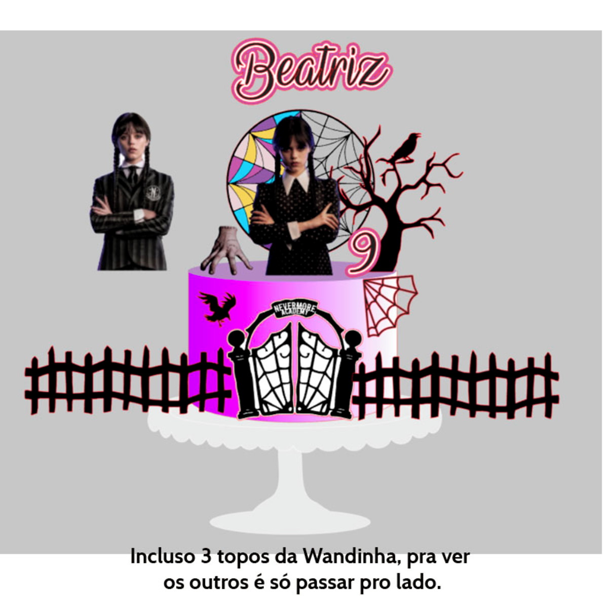 Arquivo de Corte Topo de Bolo Wandinha + Brinde