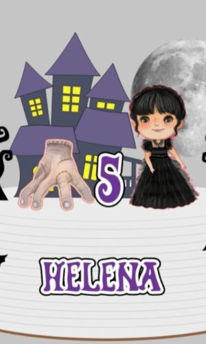 Arquivo de Corte Topo de Bolo Wandinha Cute com Castelo