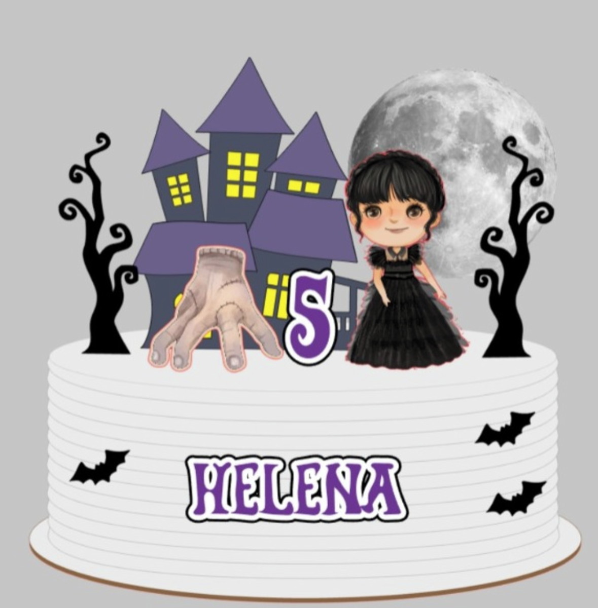 Arquivo de Corte Topo de Bolo Wandinha Cute com Castelo
