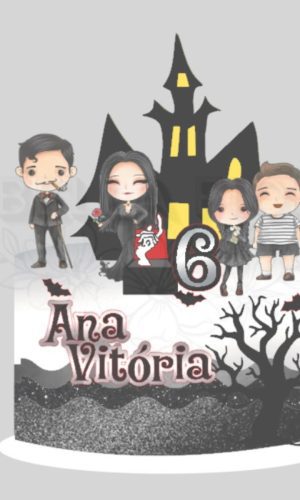 Arquivo de Corte Topo de Bolo Wandinha Família Addams