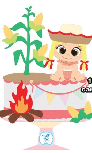 Arquivo de corte topo Festa Junina Menina CAMADAS
