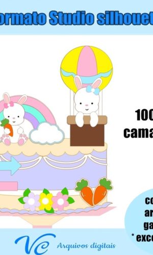 Arquivo De Corte Topo Páscoa Coelhinho Arco Iris Balão - 222