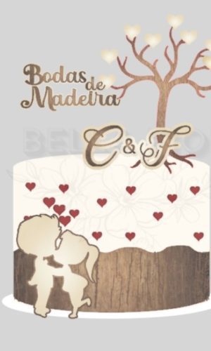 Arquivo de Corte Topod e Bolo Bodas Madeira 16 - Bf