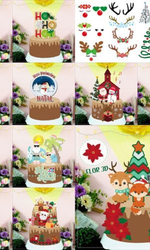 Arquivo de corte topos de bolo natal camadas 3 -studio
