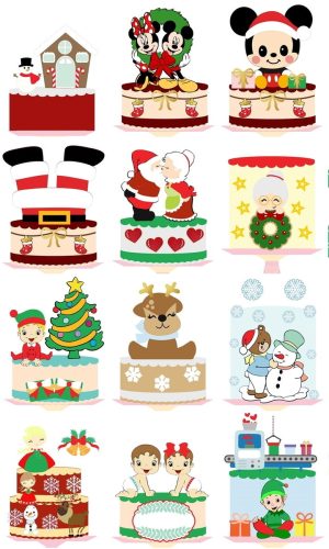 Arquivo de corte topos de bolo natal em camadas -studio