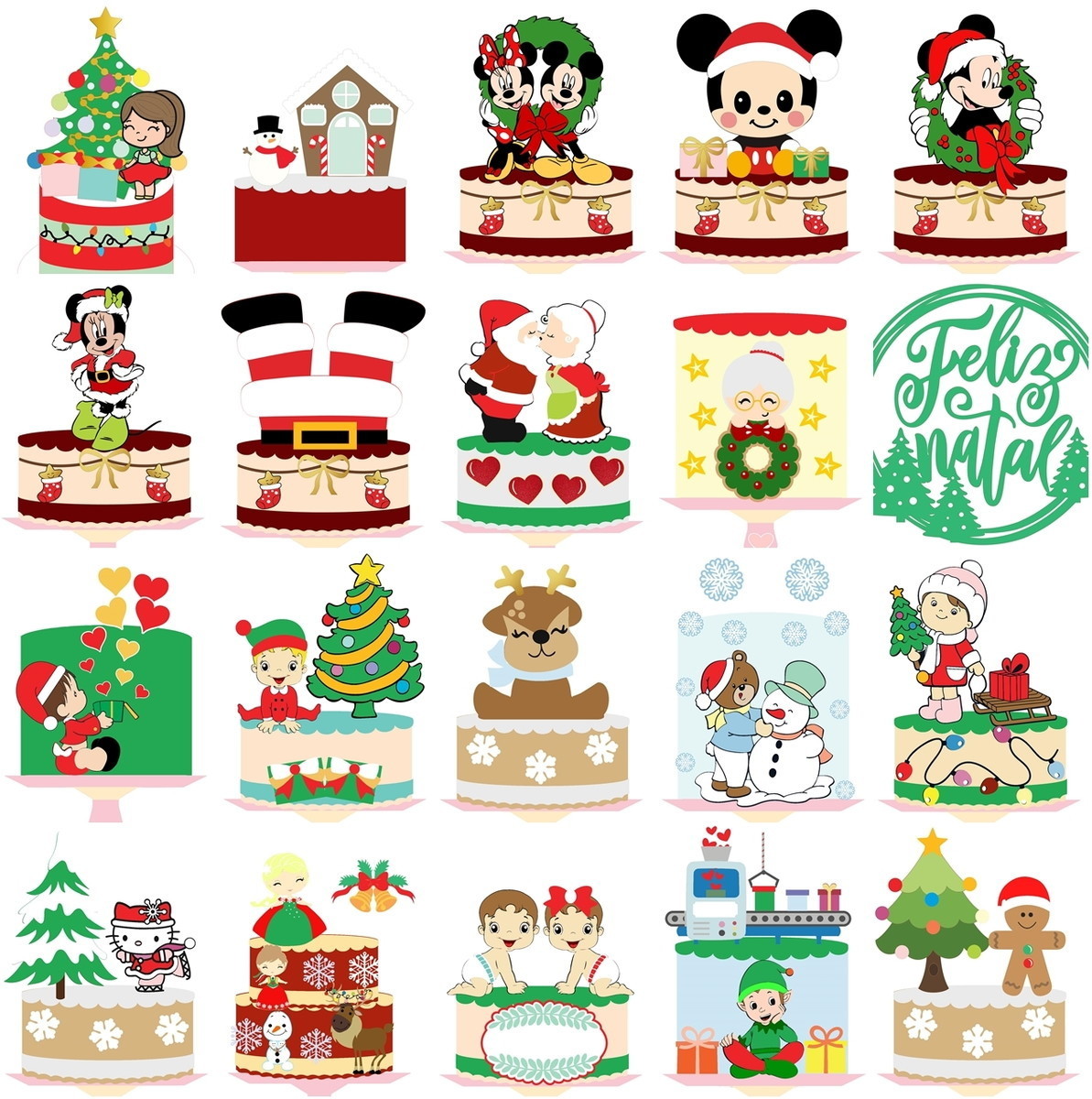 Arquivo de corte topos de bolo natal em camadas -studio