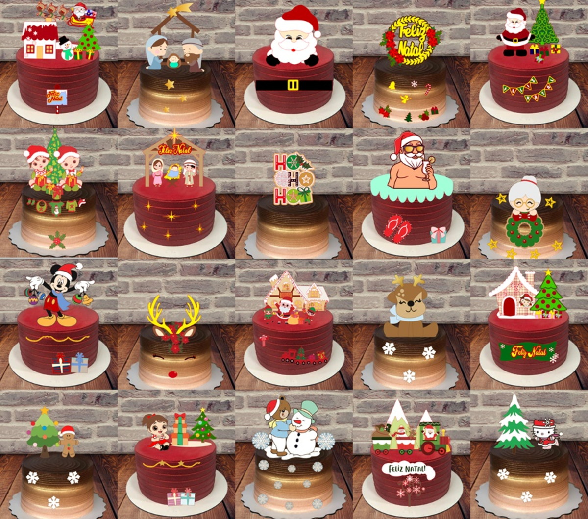 Arquivo de Corte Topos de Bolo Natal em Camadas
