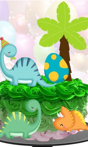 Kit com 5 arquivos de corte 22-DINOSSAURO TOPO DE BOLO PRINT