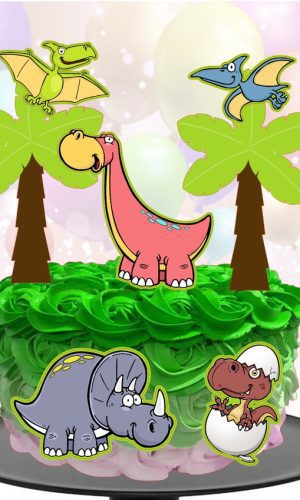 Kit com 5 arquivos de corte 26-DINOSSAURO TOPO DE BOLO CAMAD