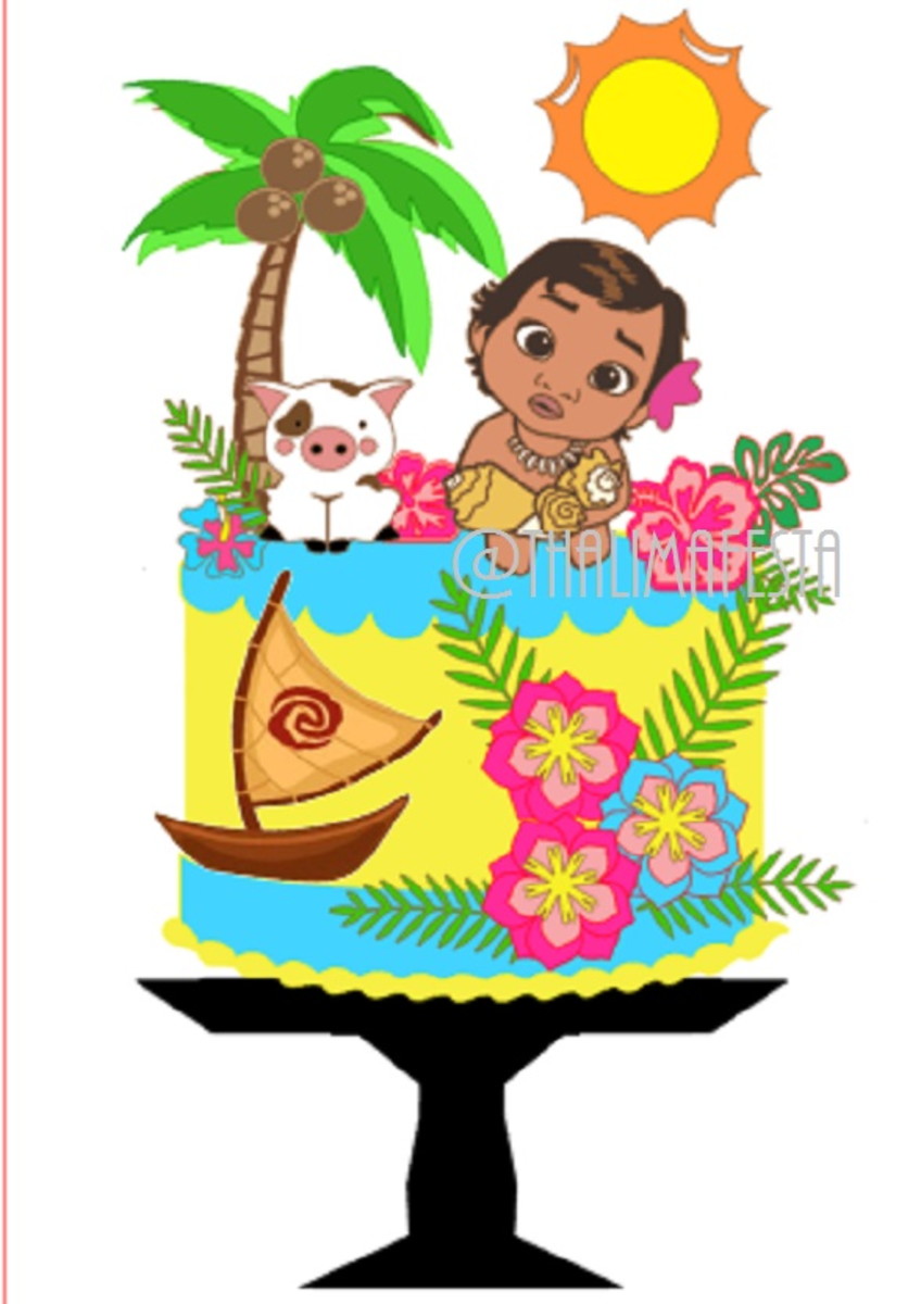 Arquivo Digital Corte Topo de Bolo Camadas Moana Baby