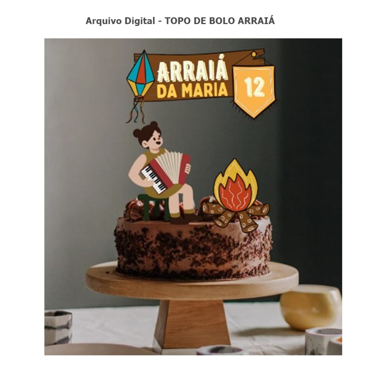 Arquivo Digital Topo de Bolo Arraiá Menina - Imagem 2