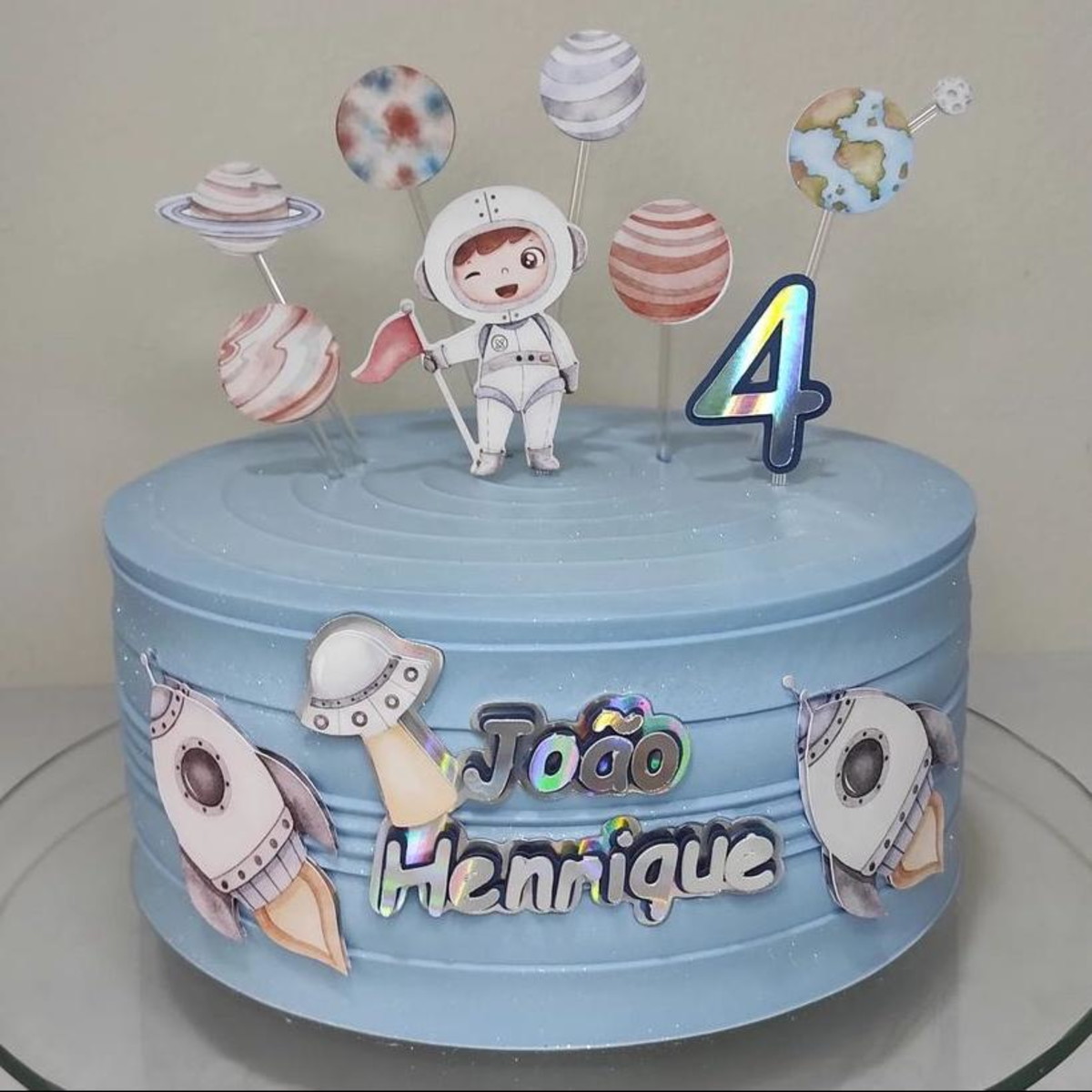 Arquivo Digital Topo de Bolo Astronauta Aquarela