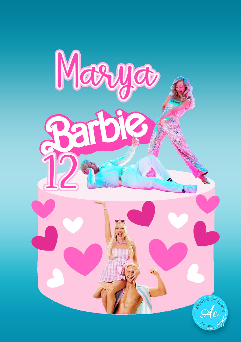 Arquivo Digital Topo de Bolo Barbie Margot #1
