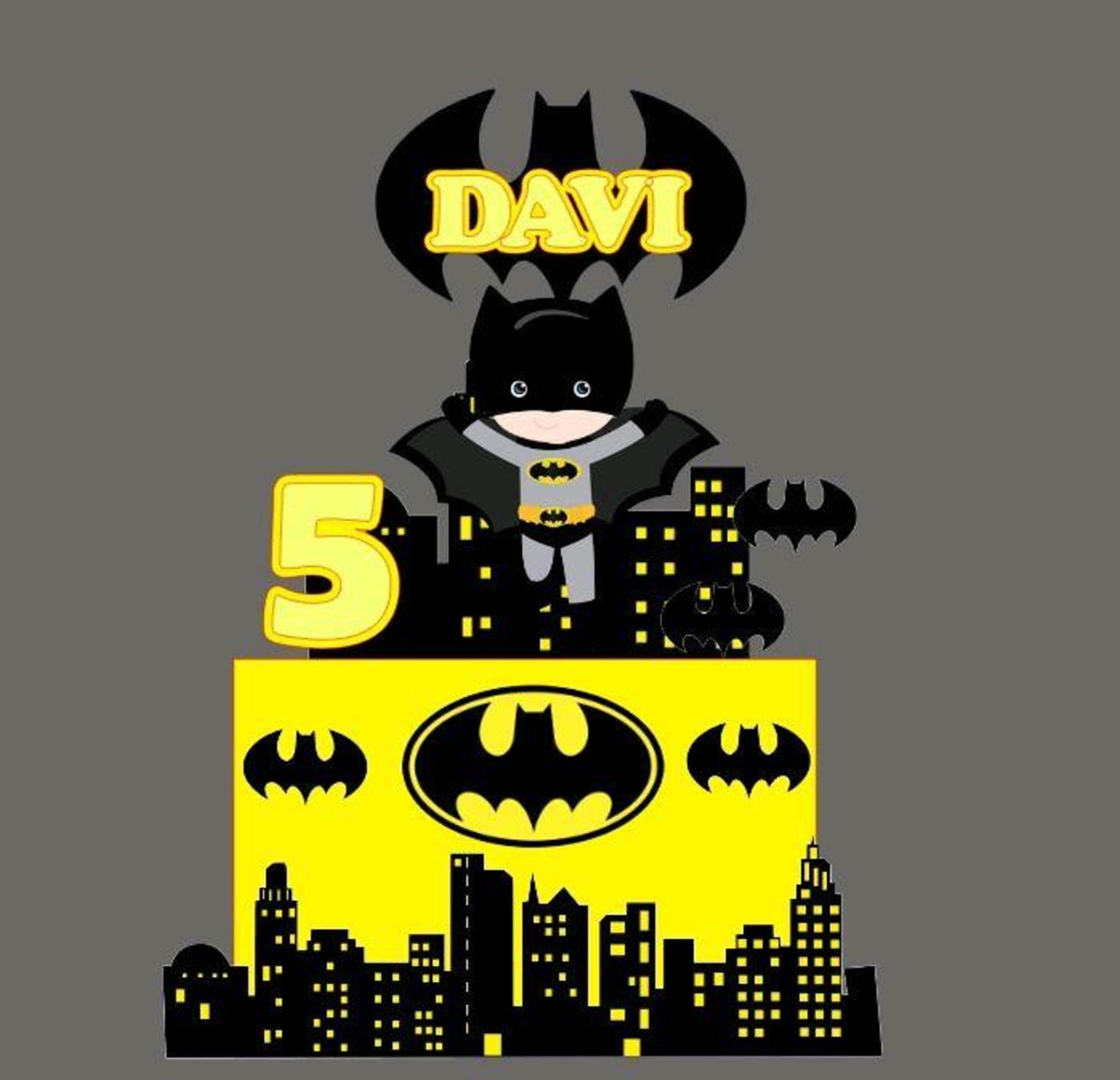 ARQUIVO DIGITAL - TOPO DE BOLO BATMAN CUTE 2