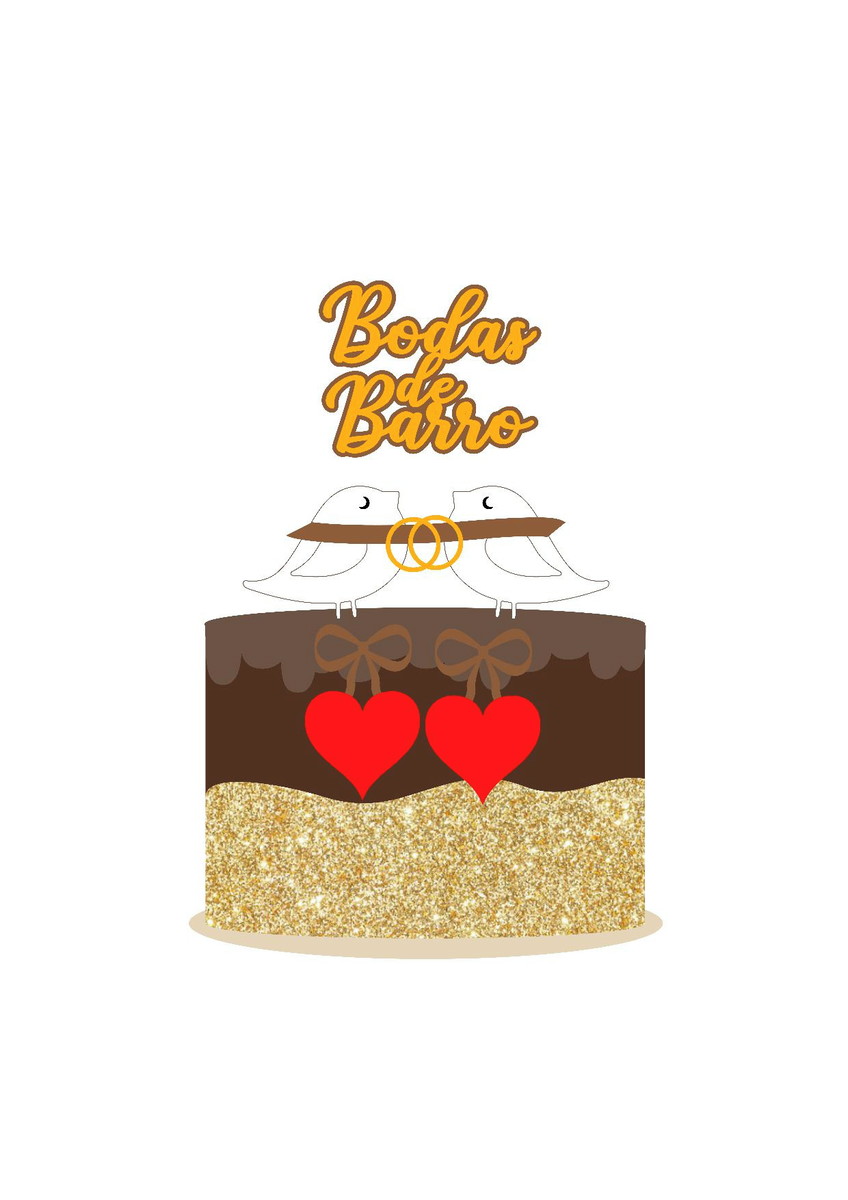 Arquivo digital topo de bolo bodas de barro passarinho