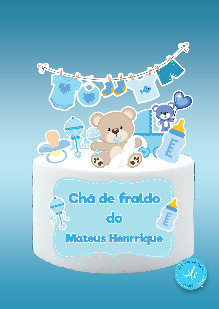 Arquivo Digital Topo de Bolo Chá de Fralda Menino #1