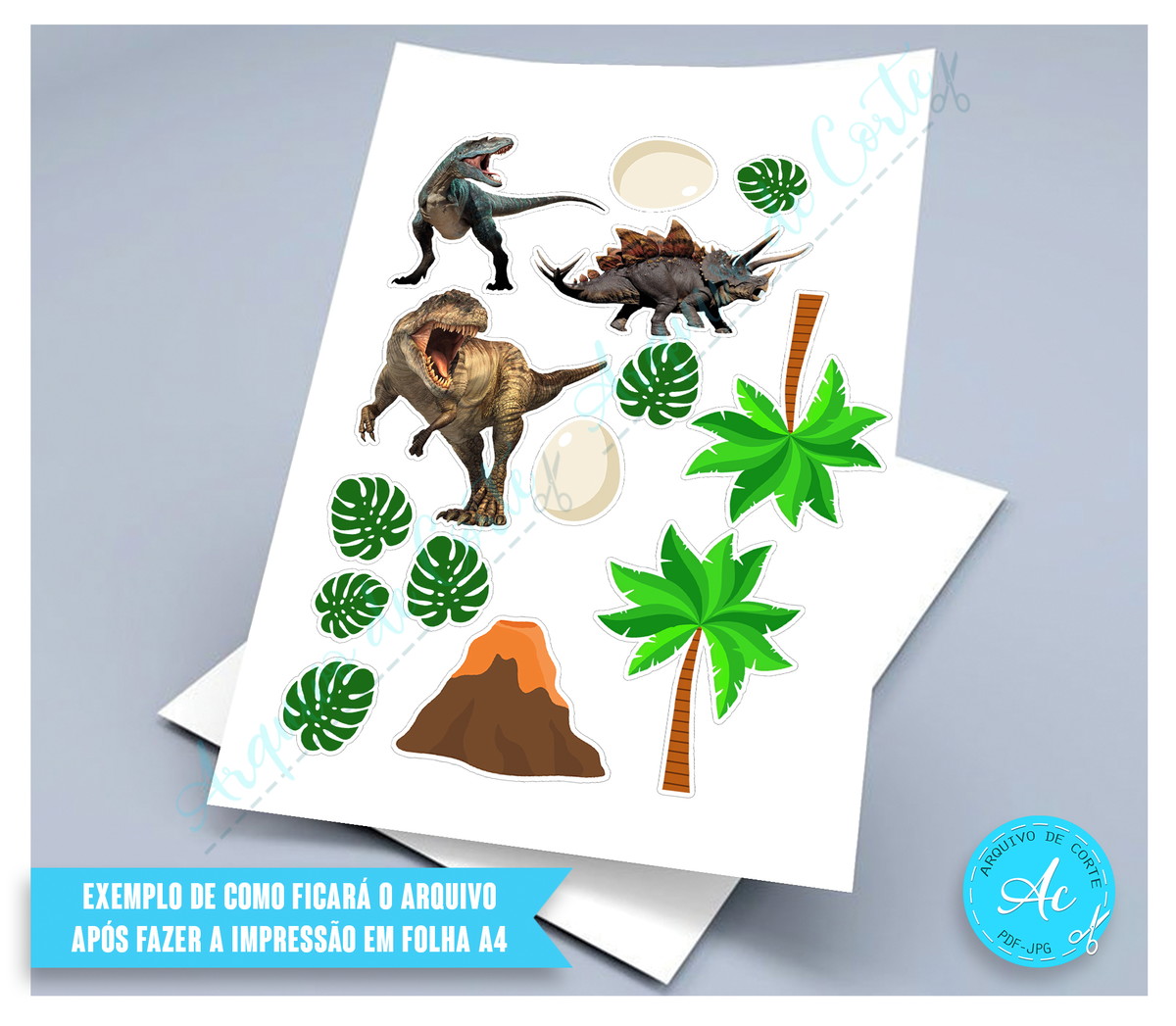 Arquivo Digital Topo de Bolo Dinossauro #2 - Imagem 2