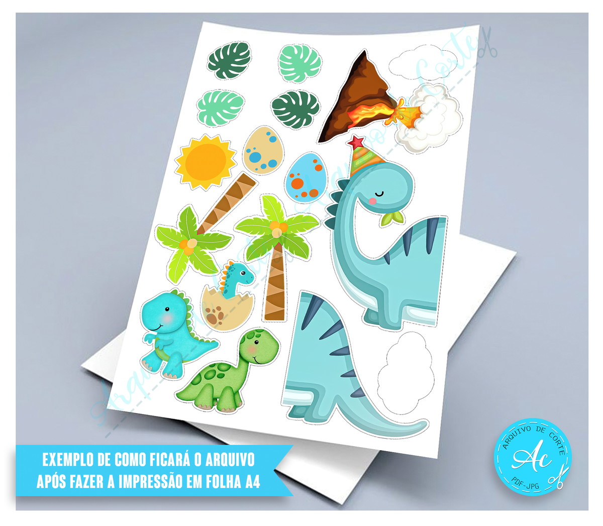 Arquivo Digital Topo de Bolo Dinossauros Baby #2 - Imagem 2