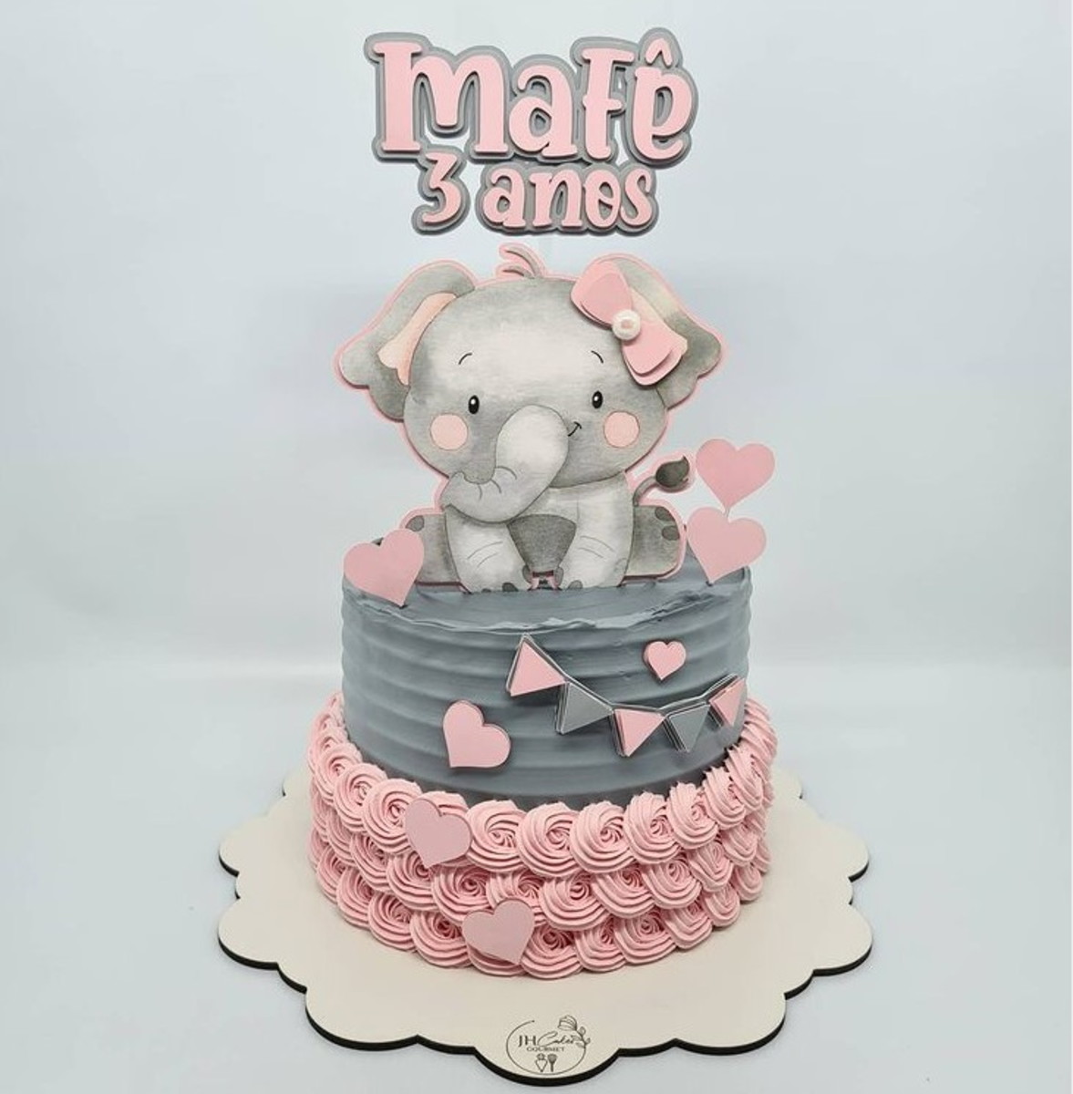ARQUIVO DIGITAL- Topo de bolo Elefante Rosa aquarela + 4