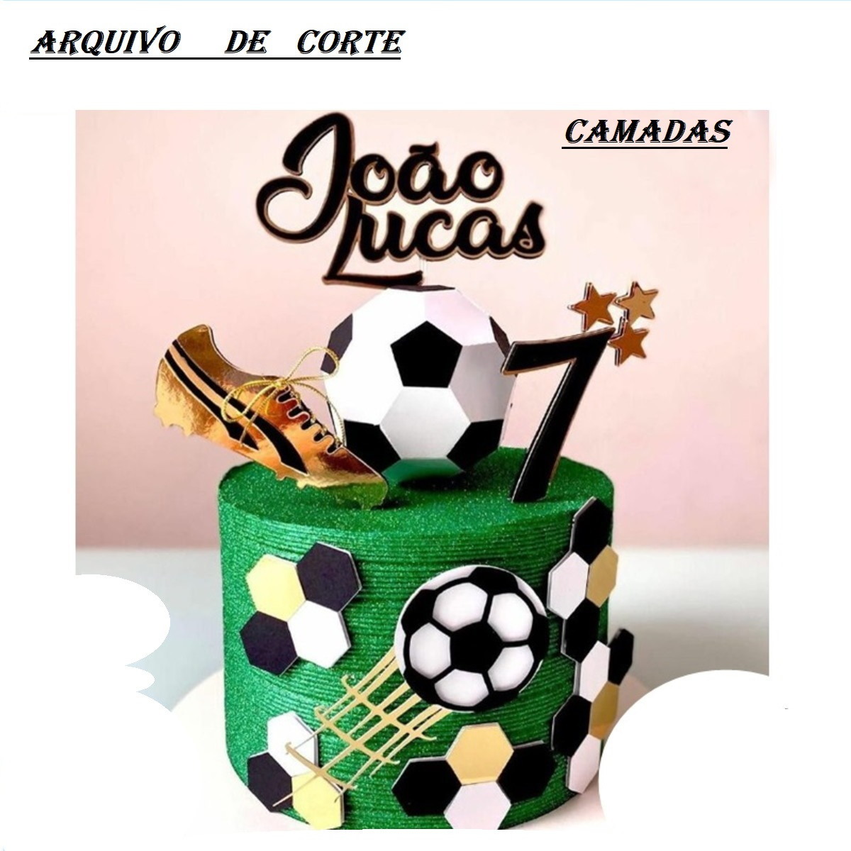Arquivo Digital Topo de Bolo Menino Futebol e Bola 3d Studio