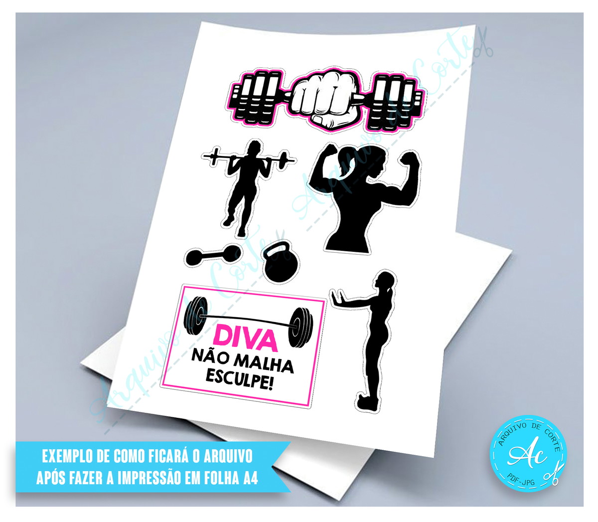 Arquivo Digital Topo de Bolo Mulher Fitness #3 - Imagem 2