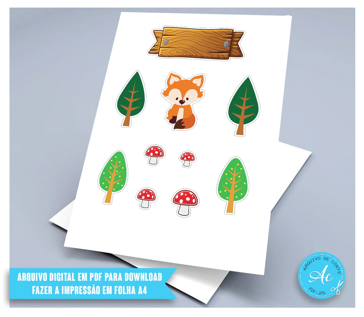 Arquivo digital Topo de bolo Raposinha #1 PDF/JPG - Imagem 3