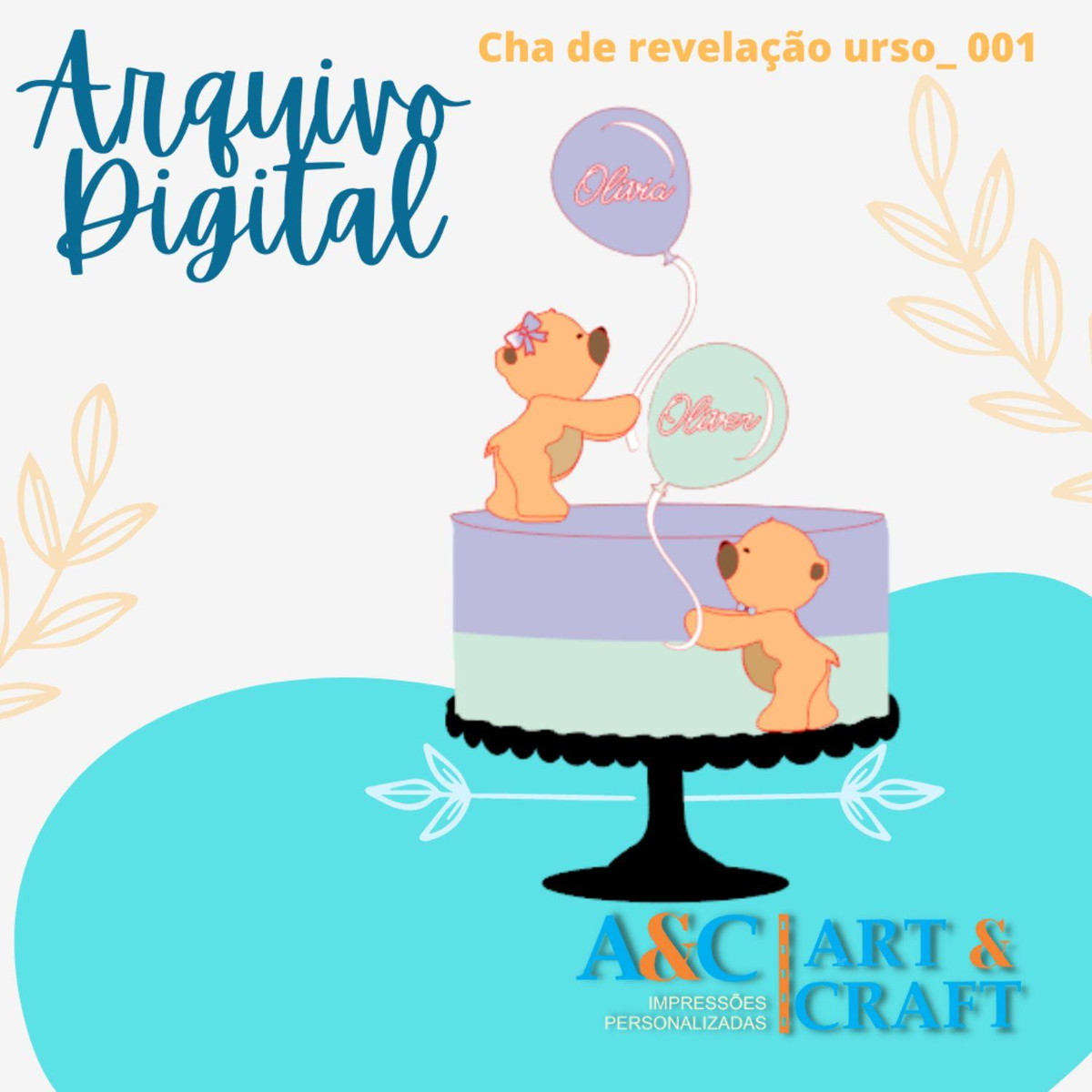 Arquivo de Corte Topper Chá de Revelação Urso