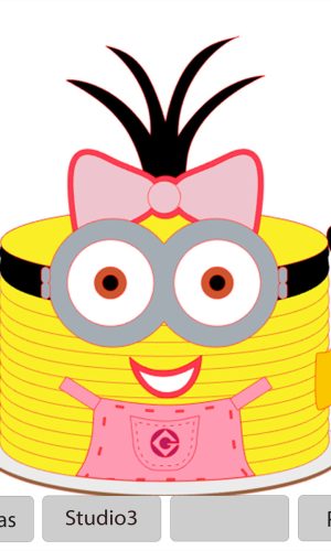 Arquivo em camadas todo de bolo Minions Menina +1 tema