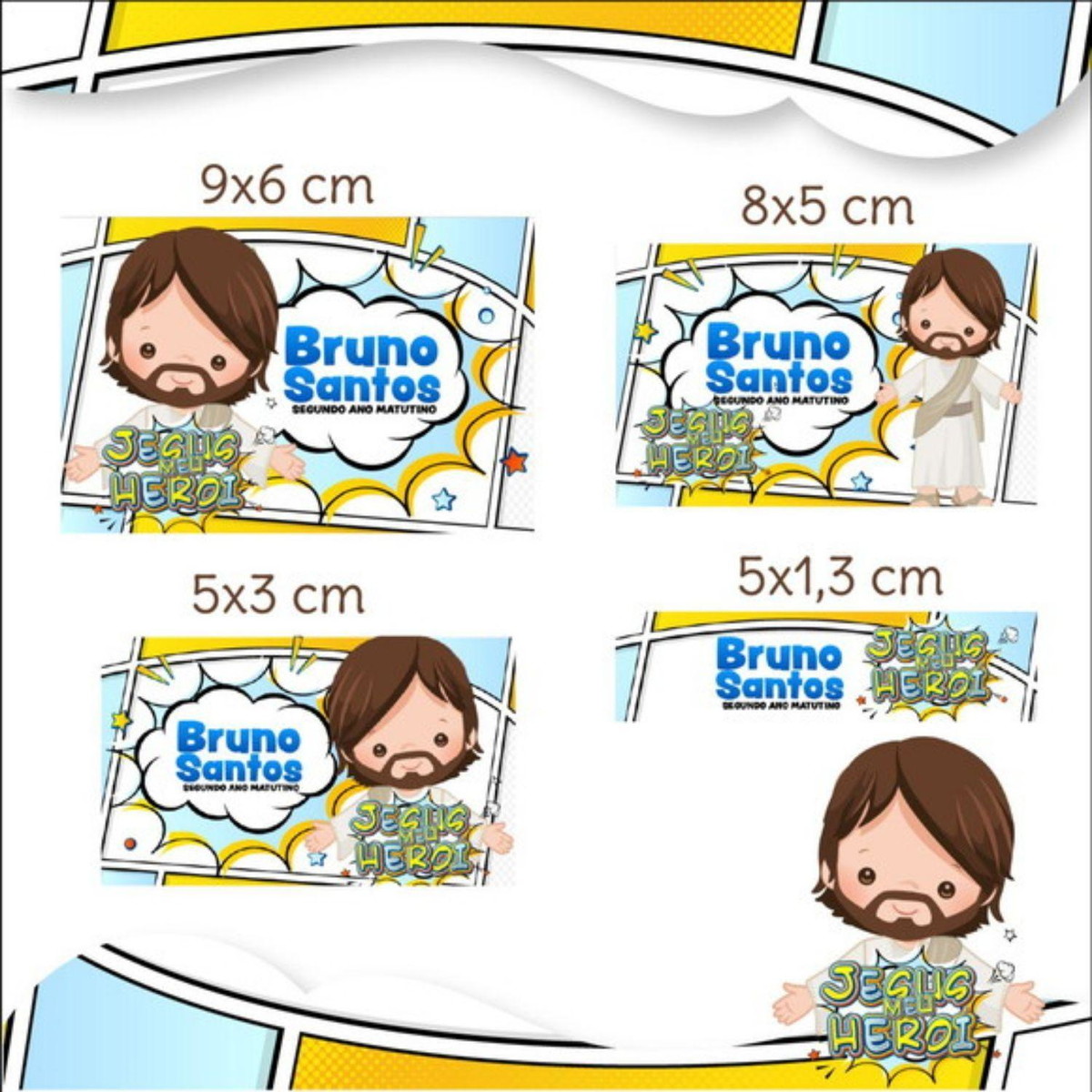 Arquivo Etiqueta Escolar Jesus Herói menino STUDIO PDF PNG