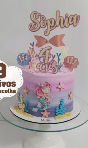 450- Arquivo Silhouette - Digital - Topo Bolo Sereia Cute +9