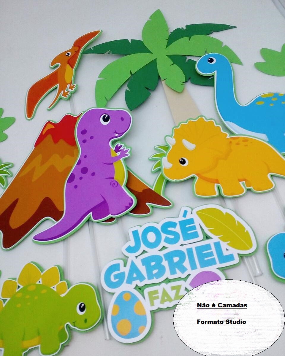 Arquivo Silhouette Topo Bolo Dinossauros Dino Baby - Imagem 2